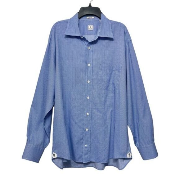 Peter Millar Mens Cotton Long Sleeve Button-Down Shirt in Blue Size 15.5 R - Picture 1 of 9